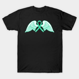 Teal Awareness Ribbon with Angel Wings 2 T-Shirt